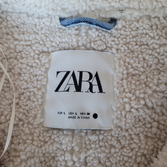 Zara Denim Jacket with Cream Sherpa Collar - Picture 5 of 14
